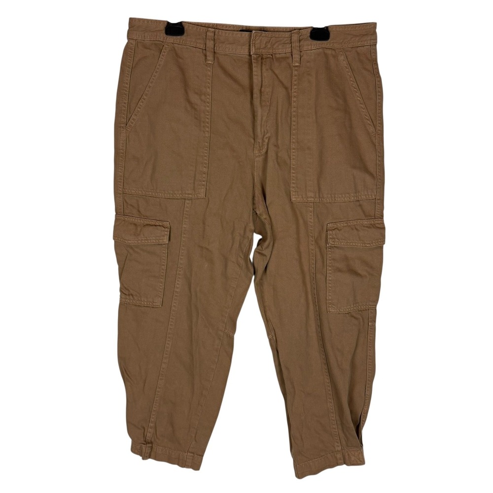 Banana Republic Pants Womens‎ 16 Brown Cotton High-Rise Cargo Capri Flat Front